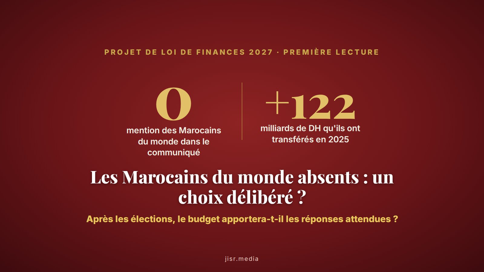 Loi de finances 2027 : les Marocains du monde absents du communiqué, un choix délibéré ?